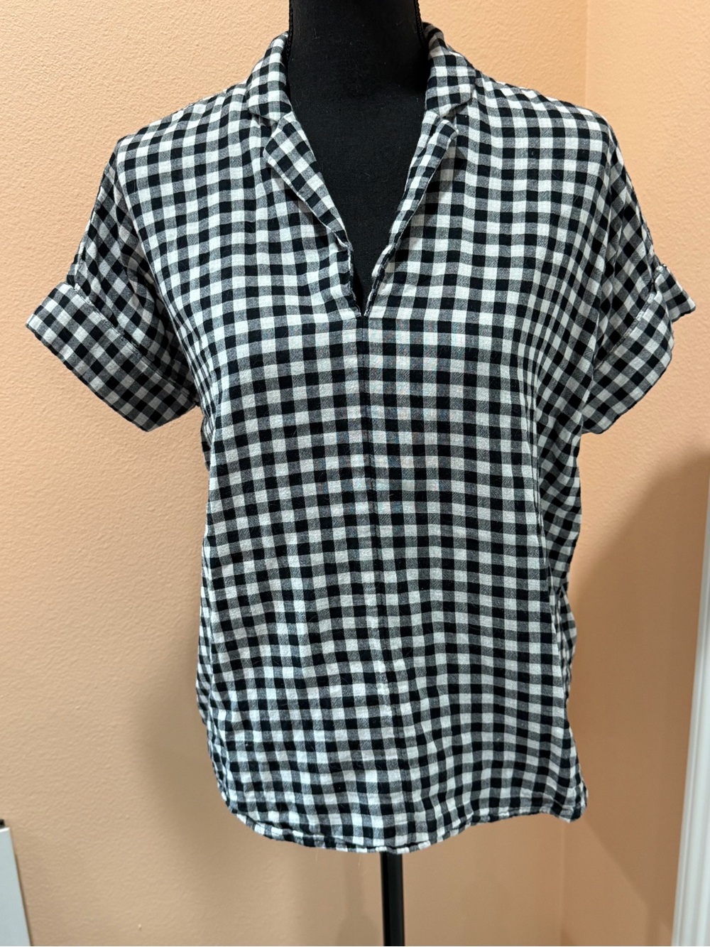 Madewell Black & White Gingham Short-Sleeve Shirt S